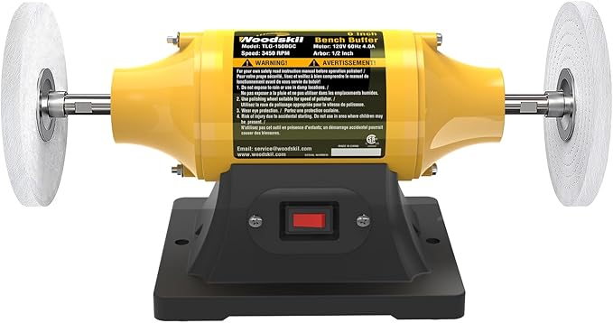 4.0A Bench Buffer Polisher, 6 Inch Jewelry Buffer Polishing Machine, 3450 RPM Bench Polisher with Hard & Flannelette Buffing Wheels for Metal, Jade, Jewelry, Knife, Wood