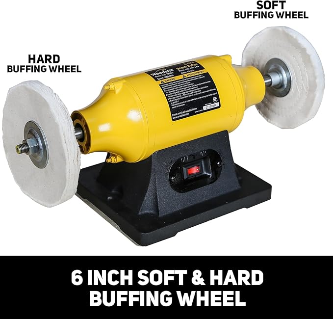 4.0A Bench Buffer Polisher, 6 Inch Jewelry Buffer Polishing Machine, 3450 RPM Bench Polisher with Hard & Flannelette Buffing Wheels for Metal, Jade, Jewelry, Knife, Wood