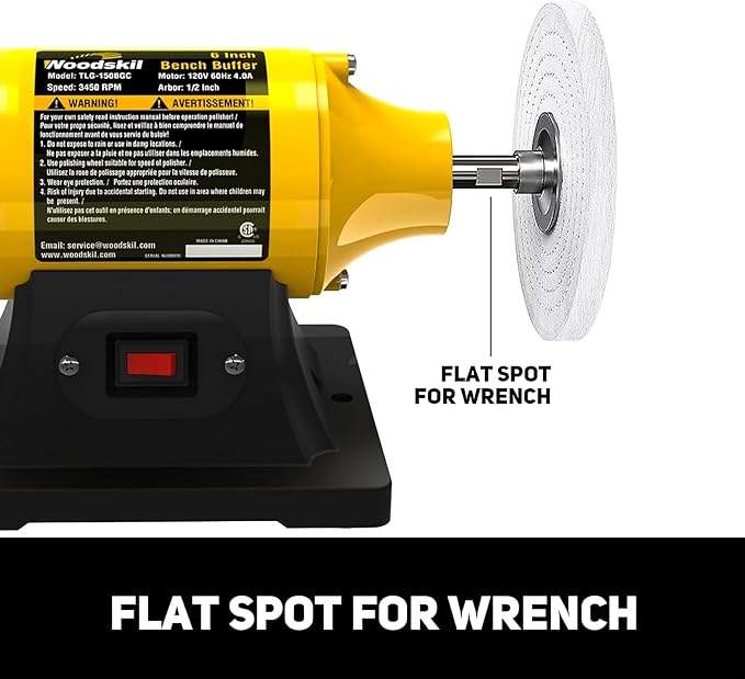 4.0A Bench Buffer Polisher, 6 Inch Jewelry Buffer Polishing Machine, 3450 RPM Bench Polisher with Hard & Flannelette Buffing Wheels for Metal, Jade, Jewelry, Knife, Wood