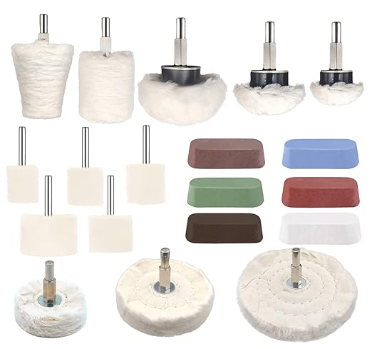 6 pcs Buffing Wheel for Drill,Buffing Pad Polishing Wheel Kits,Wheel Shaped Polishing Tool for Metal Aluminum,Stainless Steel,Chrome,Jewelry,Wood,Plastic,Ceramic,Glass,etc