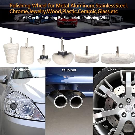 6 pcs Buffing Wheel for Drill,Buffing Pad Polishing Wheel Kits,Wheel Shaped Polishing Tool for Metal Aluminum,Stainless Steel,Chrome,Jewelry,Wood,Plastic,Ceramic,Glass,etc