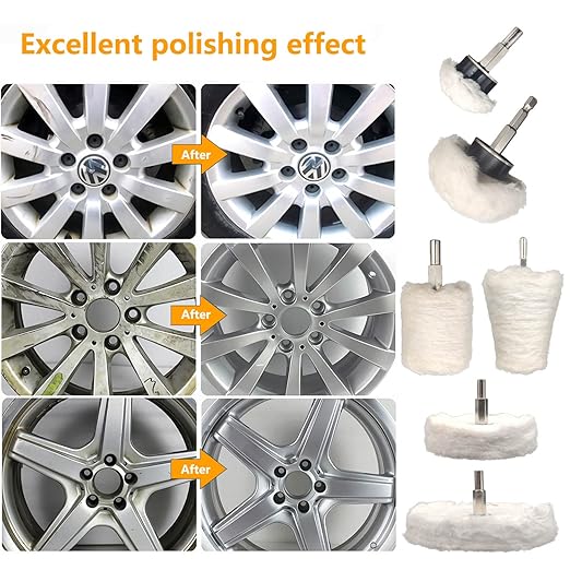 6 pcs Buffing Wheel for Drill,Buffing Pad Polishing Wheel Kits,Wheel Shaped Polishing Tool for Metal Aluminum,Stainless Steel,Chrome,Jewelry,Wood,Plastic,Ceramic,Glass,etc
