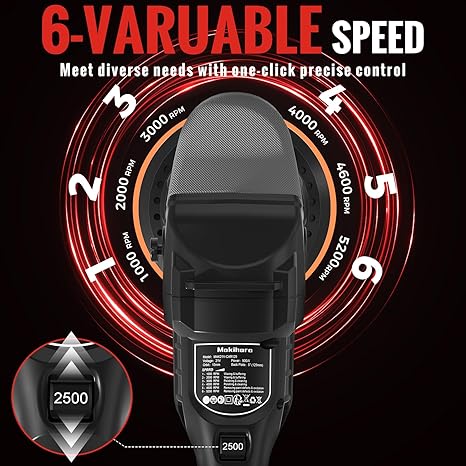Cordless Buffer Polisher, 5 Inch Random Orbital Car Polisher Waxer, 6 Variable Speed 1000-5200 RPM, 21V 3.0Ah Batteries , 28Pcs Polishing Kit,for Car Polishing, Waxing, Boat Sanding, Scratch Removing