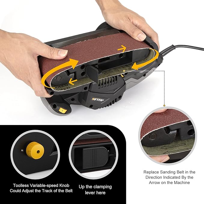 Jellas 3 × 21-Inch Belt Sander with Dust Bag, 7Amp Sander Machine with Variable-speed Control, 2 in 1 Vacuum Adapter, 10Feet (3 meters) Length Power Cord, Belt Sanders for Woodworking BS750-SD