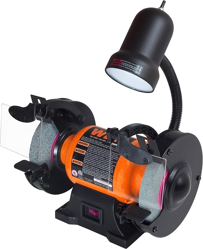 WEN BG4276 2.1-Amp 6-Inch Single Speed Bench Grinder with Flexible Work Light, Black,orange